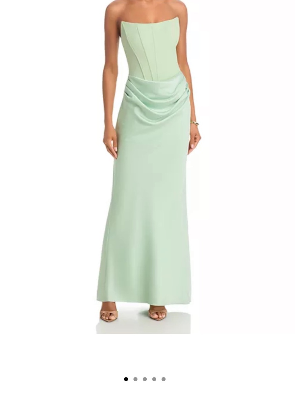 Strapless Mint Green Maxi with Draped Waist